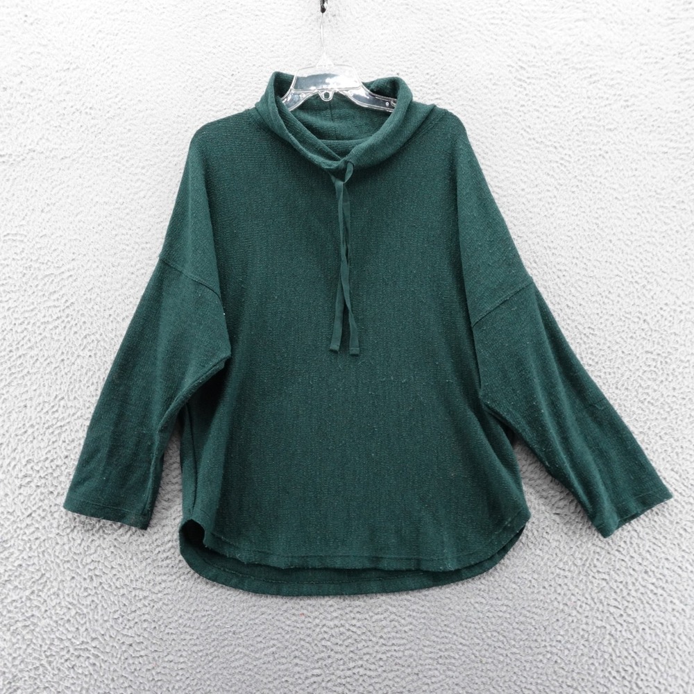 Max Studioβ London Womens Forest Green Cowl Neck Drawstring Knit Top Small